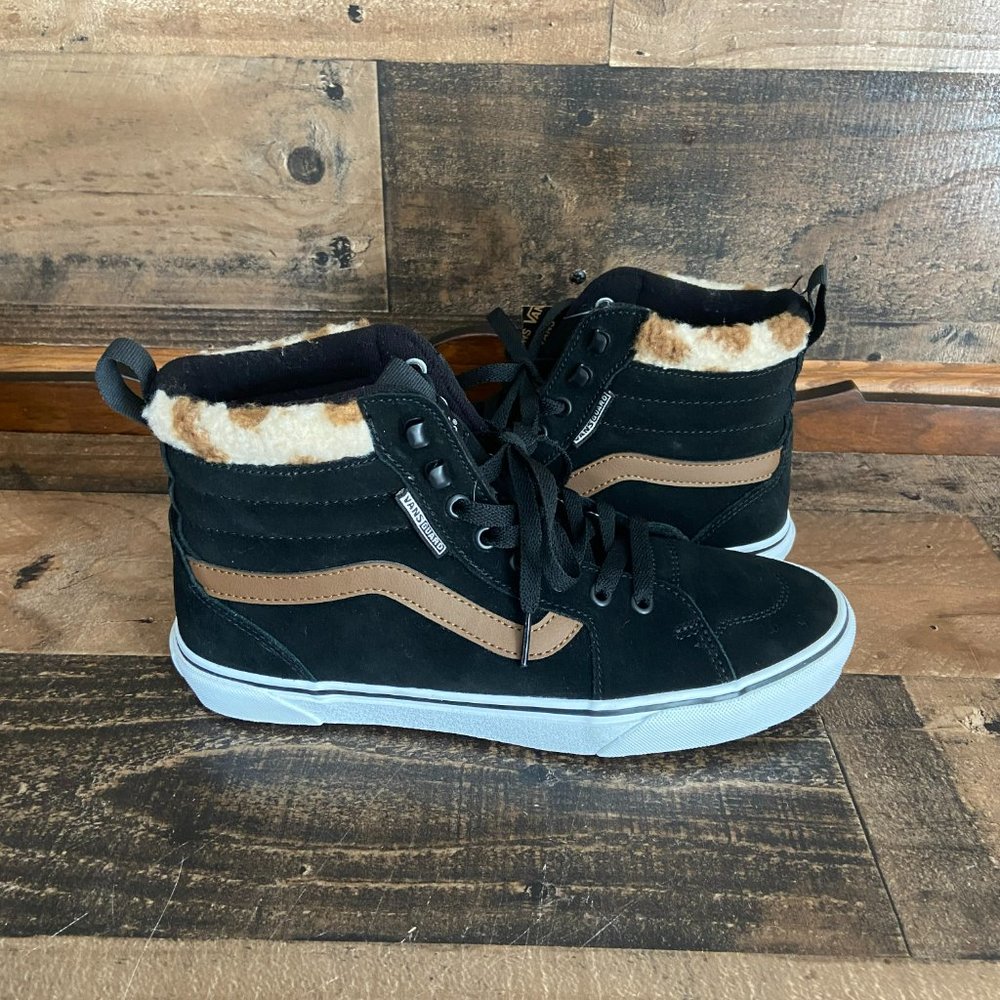 Vans Filmore Hi Women's Suede High-Top Black Sneakers Fur Trim Size 10.5M NEW - Picture 2 of 6